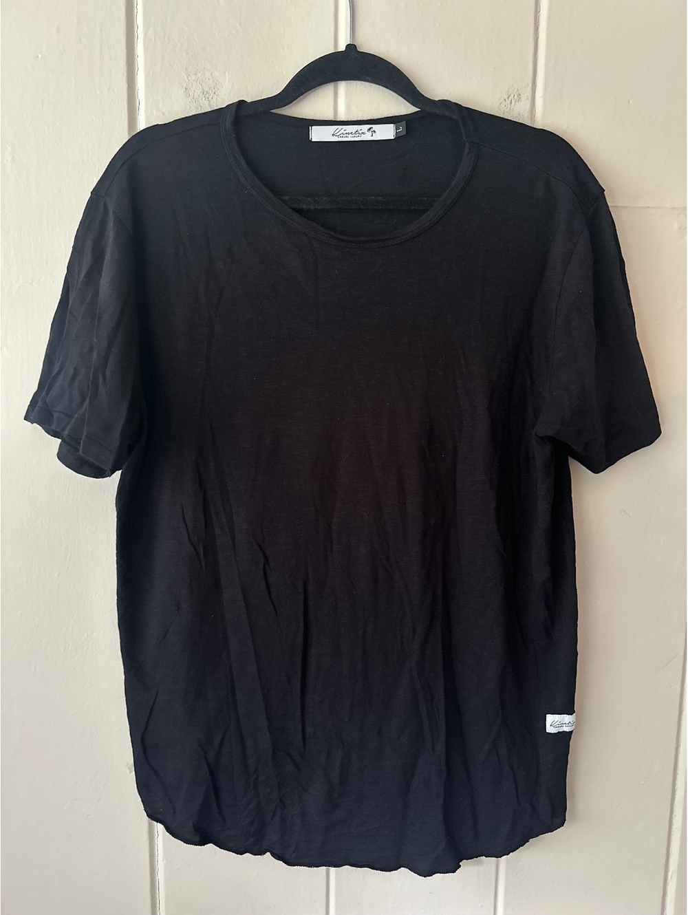 Kinetic Men’s Black Cotton Modal Luxury T-Shirt Casual Luxury Tee Size Large